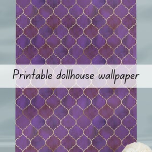 Lila goldene Tapete orientalisches marokkanisches Design 1:6 zum Ausdrucken