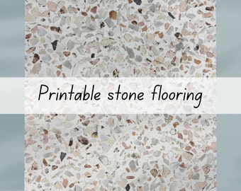 Stone pebble terrazzo dollhouse flooring 1:6 scale printable download