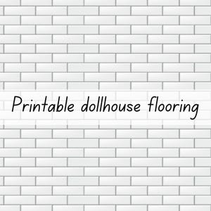 Piastrelle per pavimento di casa delle bambole, cucina, bagno, bianche e grigie, tipo metropolitana, scala 1:6 e 1:12, stampabili e scaricabili.