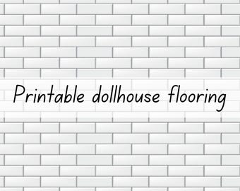 Carrelage pour maison de poupée (cuisine, salle de bain, style métro, blanc et gris) à télécharger et à imprimer, échelles 1/6 et 1/12