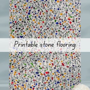 Stone pebble glass colourful terrazzo dollhouse flooring 1-6 & 1-12 scale printable download