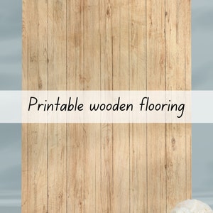 May include: Printable wooden flooring background with a light brown wood grain pattern. The background is perfect for product photography or creating digital designs.