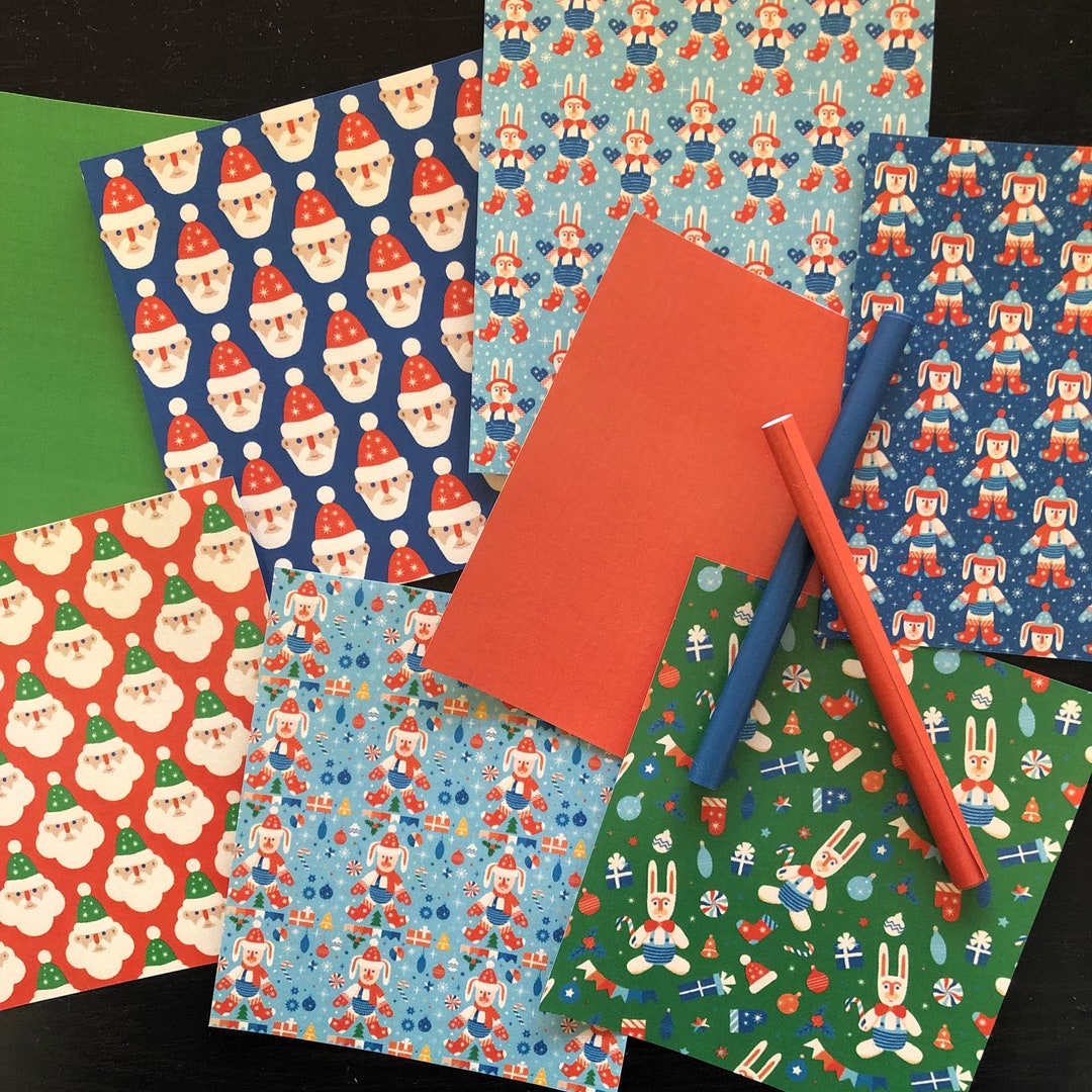 Mini Christmas Wrapping Paper Bundle of 8 Retro Vintage Etsy