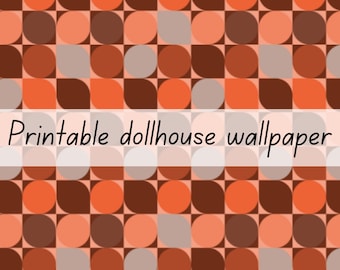 Retro vintage dollhouse wallpaper 1:6 scale printable download