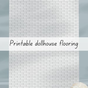 May include: Printable white brick dollhouse flooring. The flooring is made to look like white brick and is perfect for adding a realistic touch to your dollhouse.