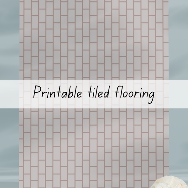 Tiled dollhouse flooring bathroom kitchen white subway 1-6 & 1-12 scale printable download