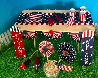 Dollhouse 4th of July Miniature Decorations - Printable Download 1:6 scale