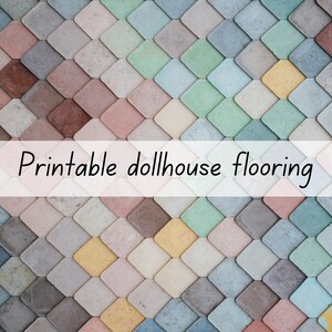 Tiled dollhouse flooring / wallpaper 1:6 scale printable download