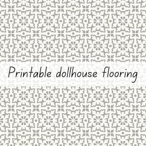 Tiled dollhouse flooring kitchen bathroom white grey cement 1-6 & 1-12 scale printable download