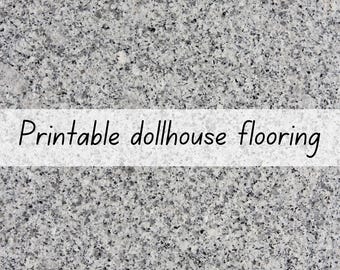 Granite stone pebble grey marble dollhouse flooring 1-6 & 1-12 scale printable download