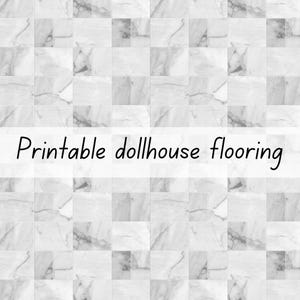 Tiled dollhouse flooring kitchen bathroom grey white 1-6 & 1-12 scale printable download