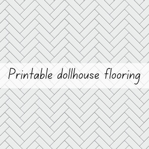 Tiled dollhouse flooring kitchen bathroom white grey herringbone 1-6 & 1-12 scale printable download