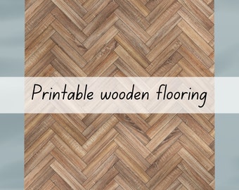 Herringbone wooden dollhouse flooring 1:6 scale printable download