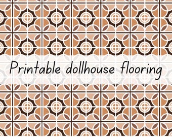 Tiled dollhouse flooring kitchen bathroom 1:6 scale printable download