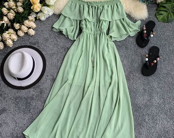 flowy off the shoulder maxi dress