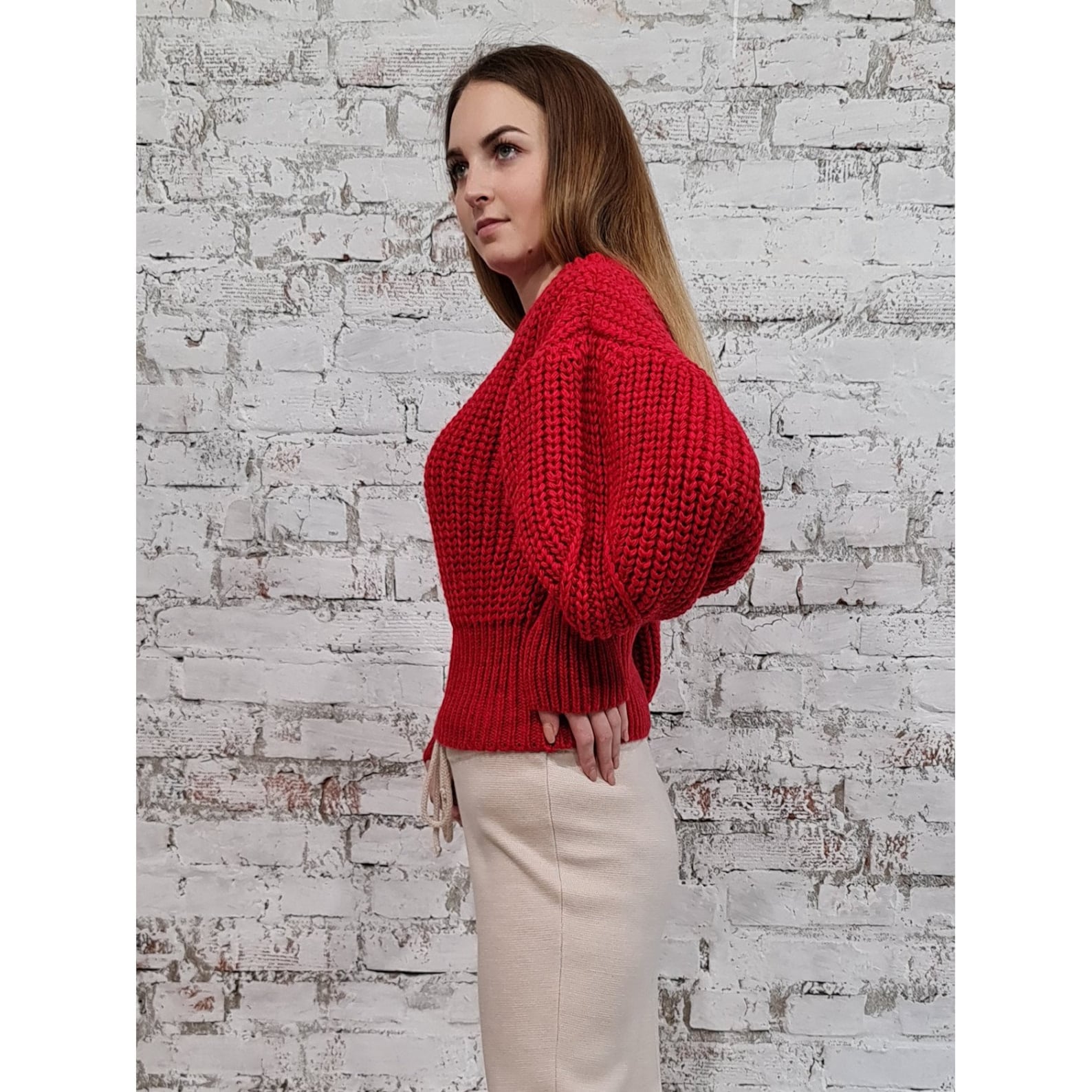 Un suéter corto de lujo manga corta suéter corto rojo Etsy