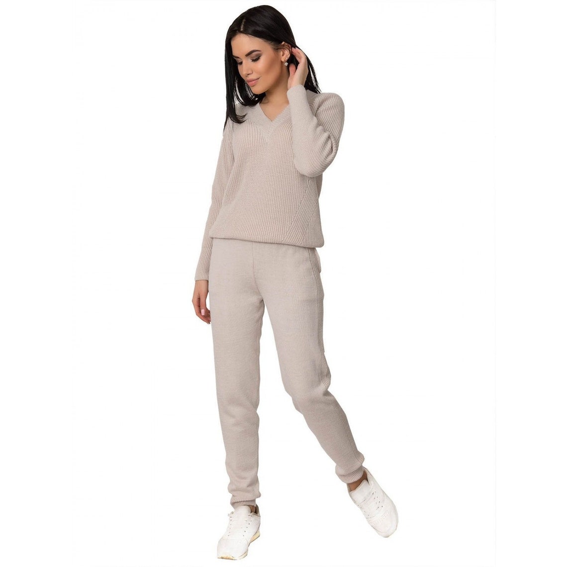 Wool Knit Suit Women's Knit Suit Pantsuit Etsy