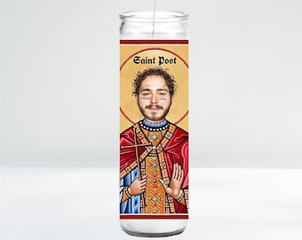 Saint Post Celebrity Prayer Candle | 8" Unscented | Funny Gift Idea