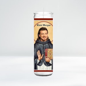 Saint Morgan Celebrity Prayer Candle | 8&quot; Unscented | Funny Gift Idea