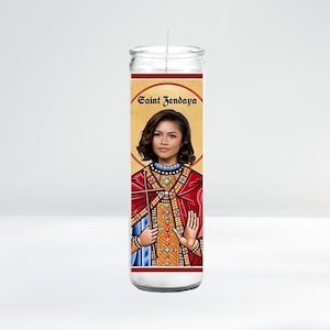 Saint Z e n d a y a Celebrity Prayer Candle | 8&quot; Unscented | Funny Gift Idea