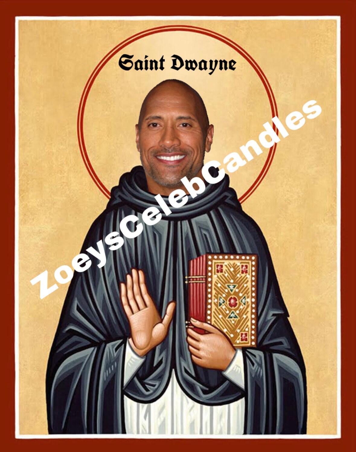 Saint Dwayne the Rock Johnson Celebrity Prayer Candle 8 Unscented Funny