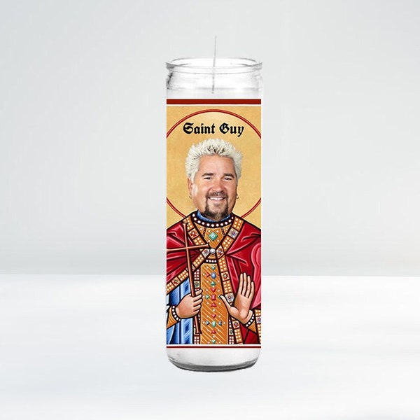 Saint Guy Fieri Celebrity Prayer Candle | 8" Unscented | Funny Gift Idea