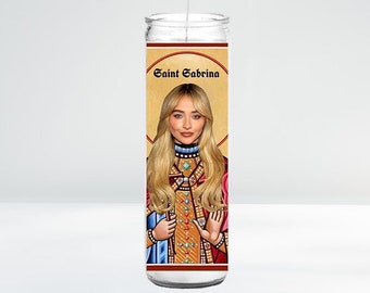 Saint Sabrina Celebrity Prayer Candle | 8" Unscented | Funny Gift Idea