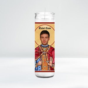 Saint Liam Celebrity Prayer Candle | 8&quot; Unscented | Funny Gift Idea