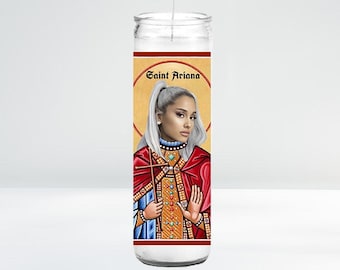 Saint Ariana Celebrity Prayer Candle | 8" Unscented | Funny Gift Idea