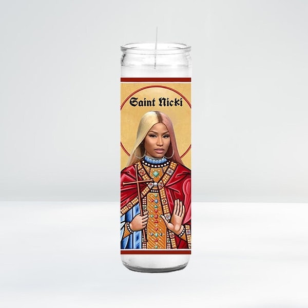 Saint Nicki Minaj Celebrity Prayer Candle | 8" Unscented | Funny Gift Idea