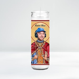 Vela de oración de celebridad de Saint Mac / 8" sin aroma / Idea de regalo divertida