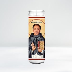 Saint Nicolas Celebrity Prayer Candle | 8&quot; Unscented | Funny Gift Idea