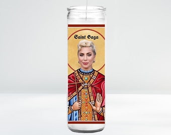 Saint Gaga Celebrity Prayer Candle | 8" Unscented | Funny Gift Idea