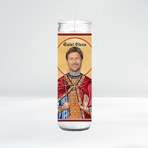 Saint Glen Celebrity Prayer Candle | 8&quot; Unscented | Funny Gift Idea