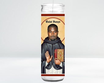 Saint Kanye Celebrity Prayer Candle | 8" Unscented | Funny Gift Idea