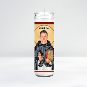 Saint Joe Celebrity Prayer Candle | 8&quot; Unscented | Funny Gift Idea