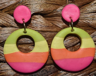 Retro Rainbow Clay Earrings