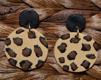 Leopard Print Clay Earrings