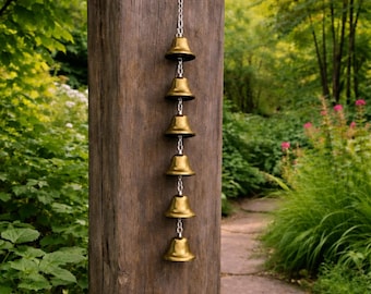 Metal Bells Wind Chime, String Chain, Rustic Look Traditional Decoration Ornament