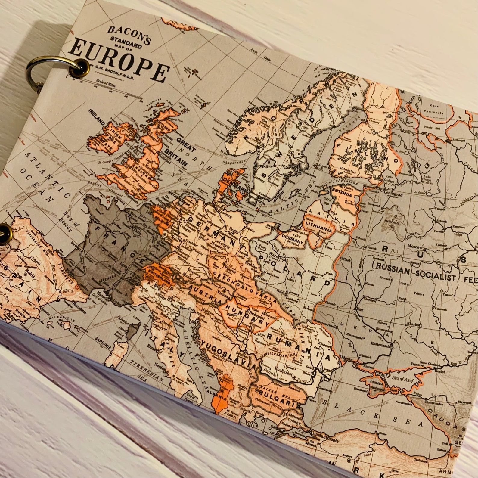 Europe European Vintage Map Scrapbook Photo Album Custom Etsy
