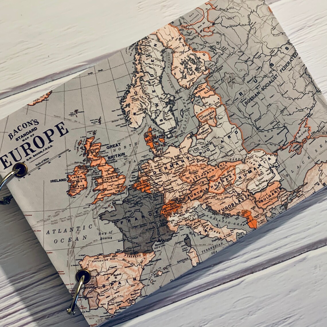 Europe European Vintage Map Scrapbook Photo Album Custom Etsy