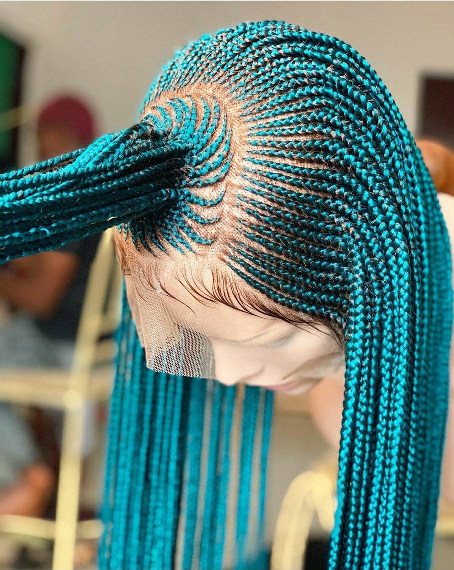 Braided Wigcornrow Wig Box Braided Wig Lace Wigs Passion Etsy