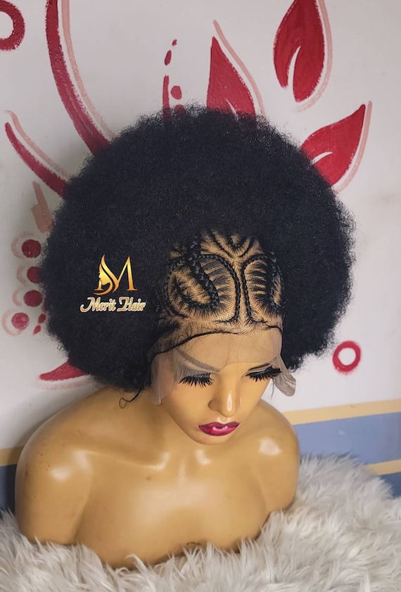 Frontlace Afro Braided Wig lace Front Wig Cornrow Wig Faux Locs Wig ont Lace Braided Wig.wigs for Black Women Etsy UK