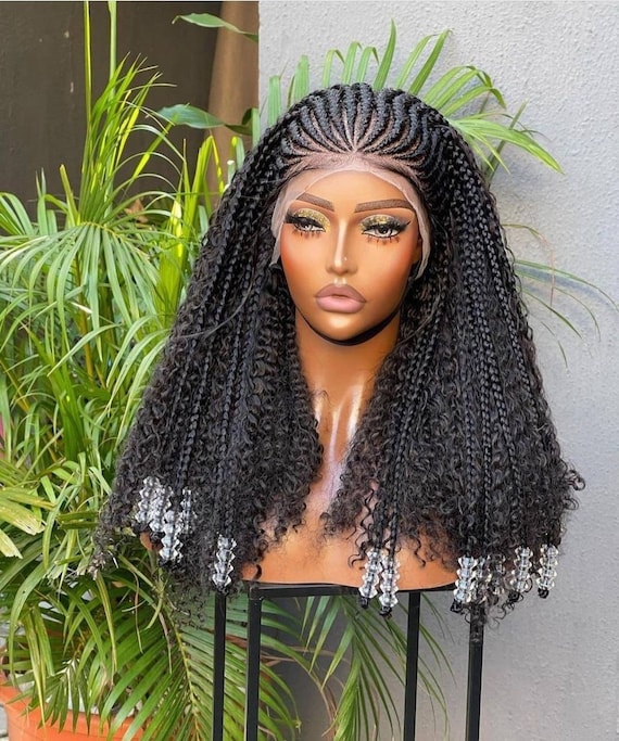 Full Lace Braided Wig. Box Braided Wig,ombre Box Braided Wig Wigs for Black  Women Cornrow Wig Fauxlocs Wig Passion Twists Hair Lace Wigs 