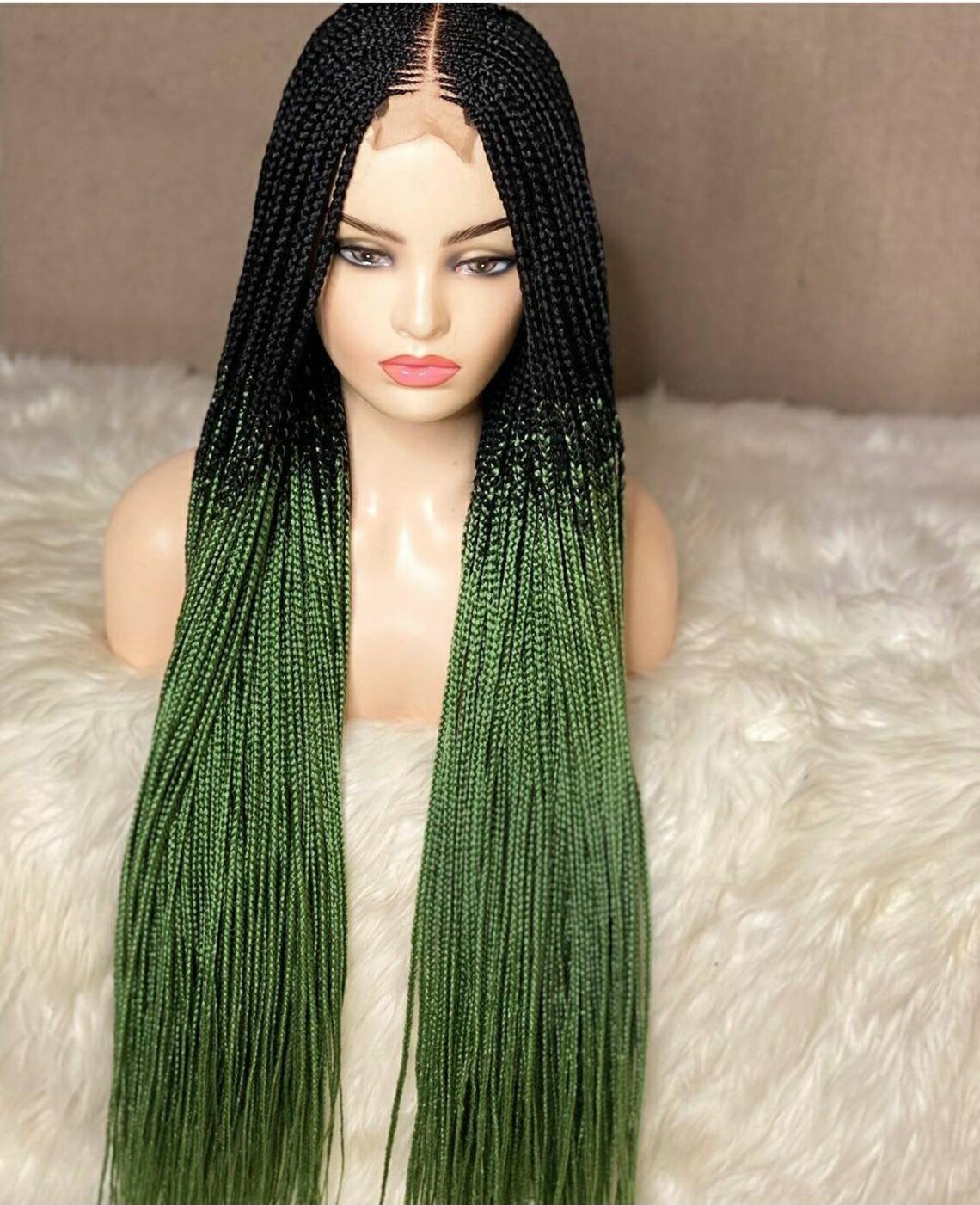 Braided Wig Box Braided Wig Cornrow Wig Single Part Wig Faux Etsy