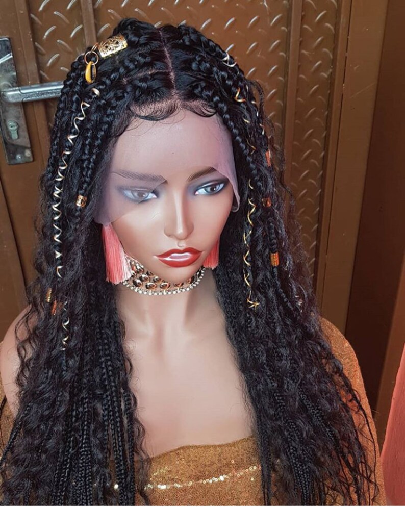 Full lace braided wig. Box braided wigbohemian box braided Etsy