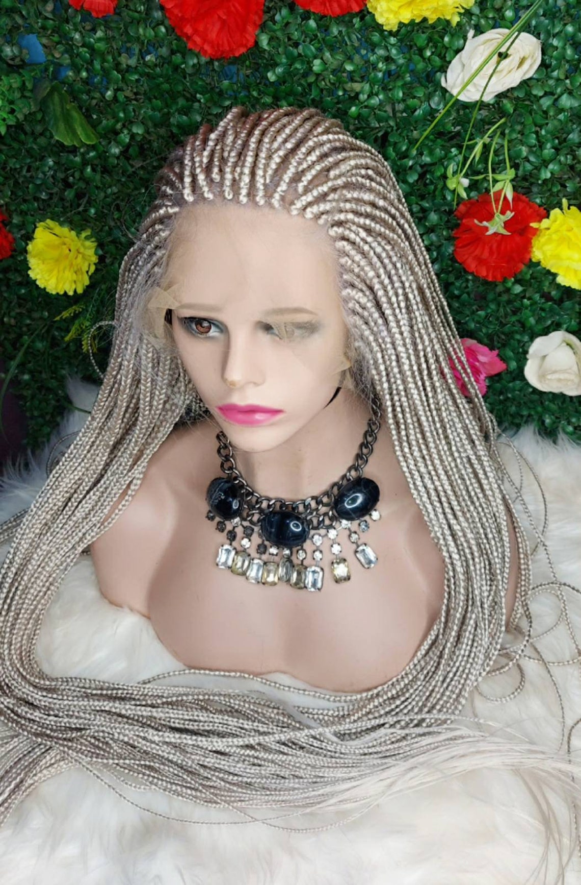 Yan Dream Girl Princess Wig Long Blonde Wavy Hair With Braid Elf Hippie Wigs For Women Cosplay Costume Anime Party
