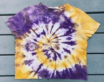 purple and yellow tie dye sweatshirt