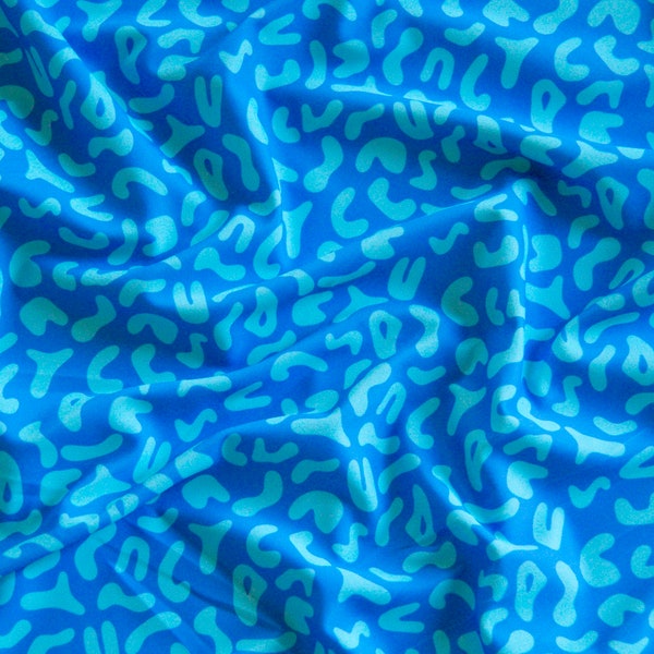 Safari Blue - Swimwear Fabric, Matte Polyester Spandex sold by the 1/2 meter, Printed Fabric for swimwear, bikinis, activewear, costumes