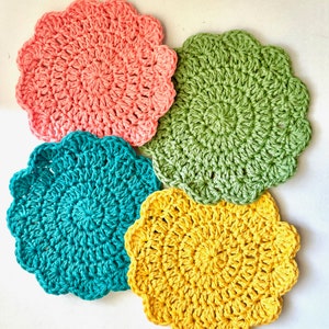Crochet Flower Coasters | Handmade Gift , Crochet Coasters , Crochet Gifts , Crochet Flowers , Flower Coasters , Cute Home Decor